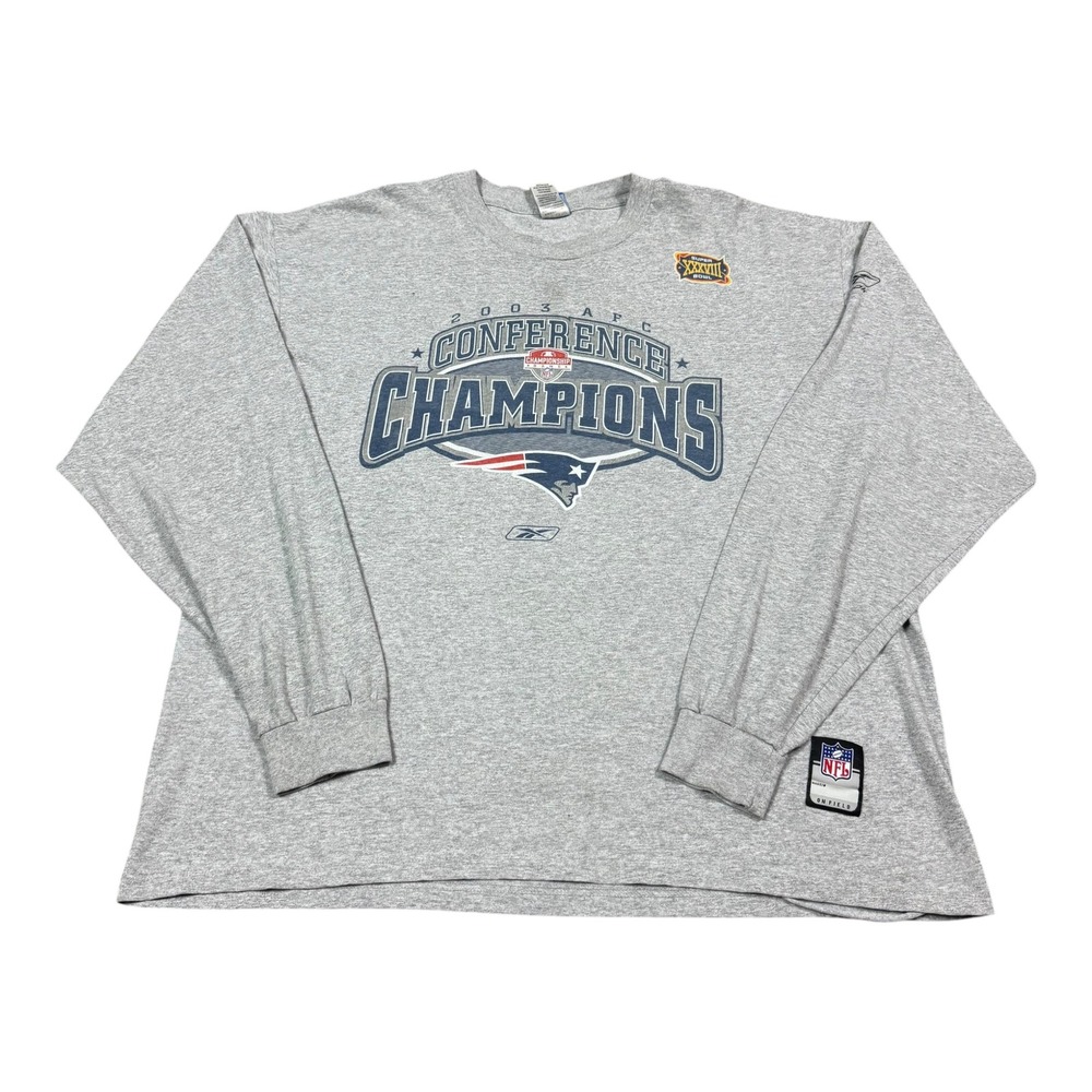 2003 Vintage New England Patriots AFC Champs Long Sleeve Shirt Men's XL FLAWS
